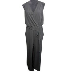 Swimsuits For All Jumpsuit Women 10/12 Black Excellent Sleeveless Wide Leg Tie